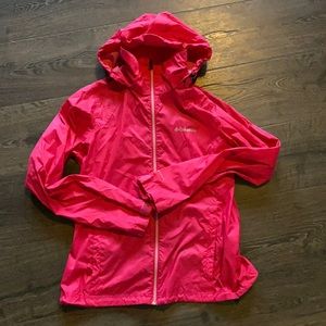 Columbia bright pink raincoat
